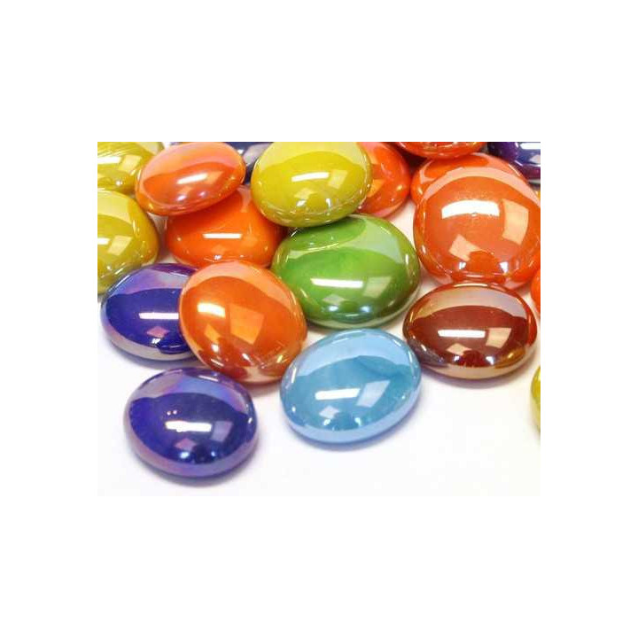 Billes plates de verre multicolores irisées
