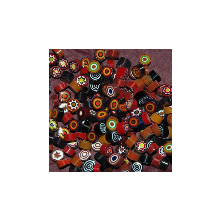 Millefiori mix opaque sombre: brun, rouge...