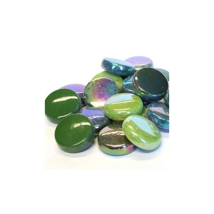 Grandes pastilles de verre bleu/vert.