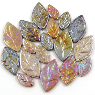 Feuilles de céramique irisée Heuchère (délicat camaïeu de bruns)