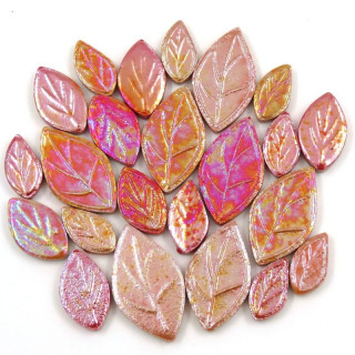 Feuilles de céramique irisées Poinsettia ( mix de rouge-rose, orange)