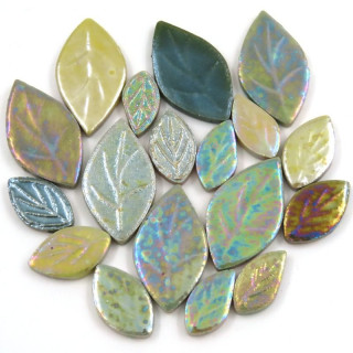 Feuilles de céramique irisée Ficus (mix de verts)