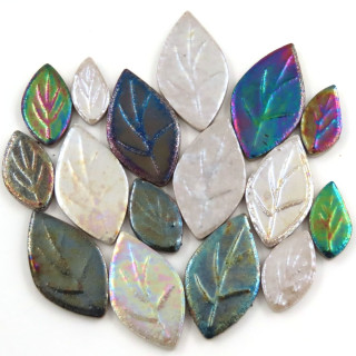 Feuilles de céramique irisées Ghost (mix de gris argent délicat)