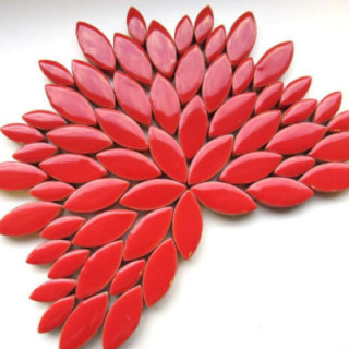 Ellipse grès émaillé 2 tailles couleur rouge