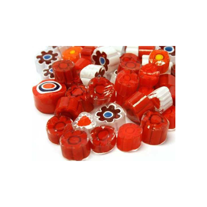 Millefiori mix translucide rouge  -20%