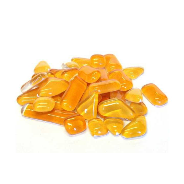 Galets de verre coloré orangé 2 tons
