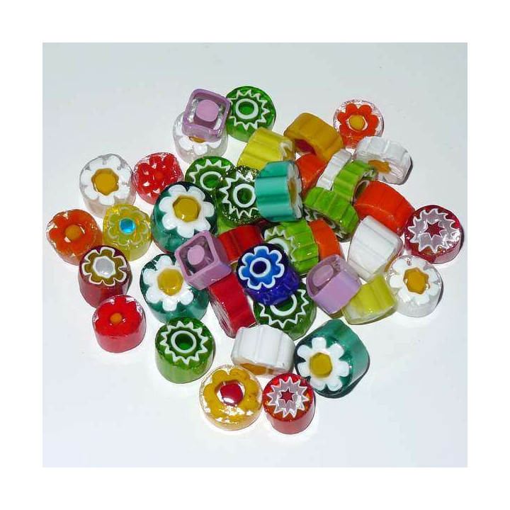 Millefiori mix translucide 11/12 mm