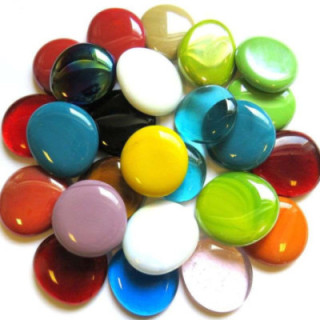 Billes plates XL multicolores par 200g. diam: 38mm environ