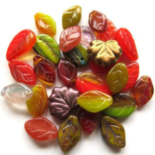 Feuilles de verre Automne (mix rouge, jaune, , orange, métallisé)