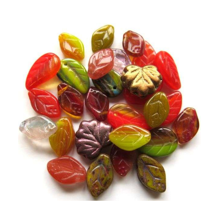Feuilles de verre Automne (mix rouge, jaune, , orange, métallisé)