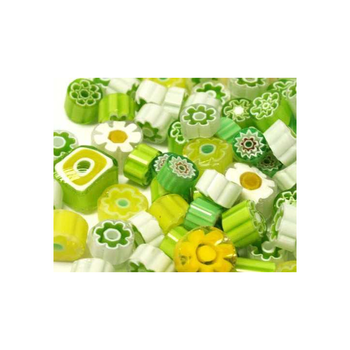 Millefiori mix translucide vert