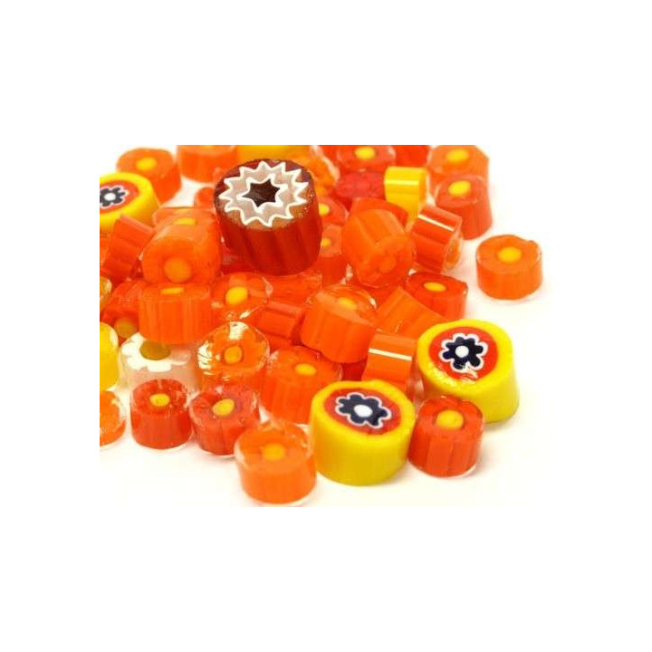 Millefiori mix translucide orange -10%