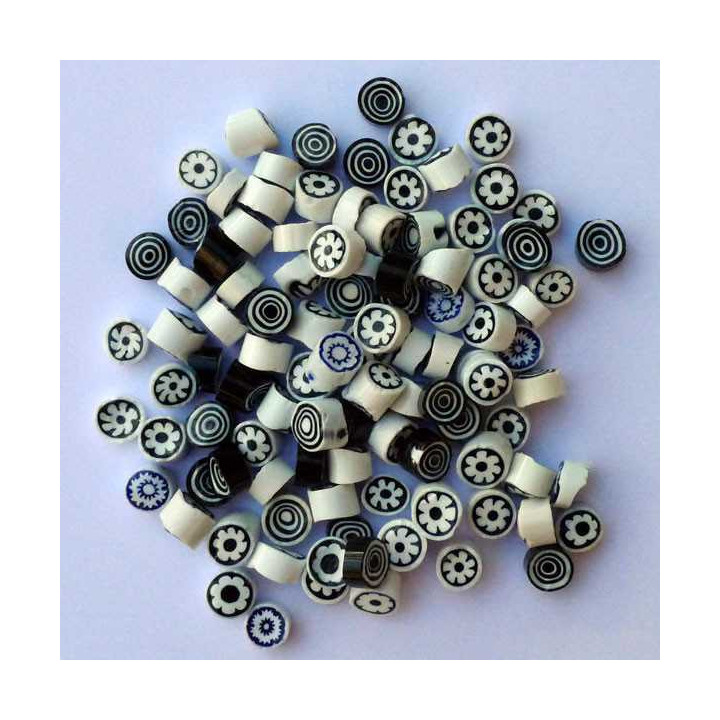 Millefiori mix opaque noir et blanc