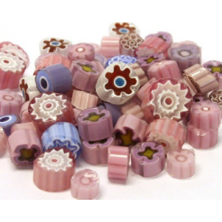 Millefiori mix translucide parme/rose -10%