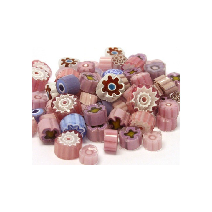 Millefiori mix translucide parme/rose -10%