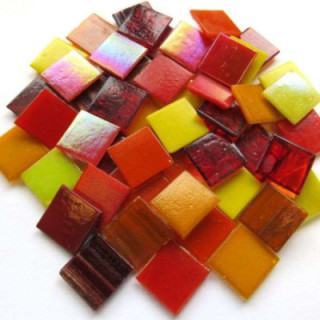 mix pâte de verre rouge, orange, jaune