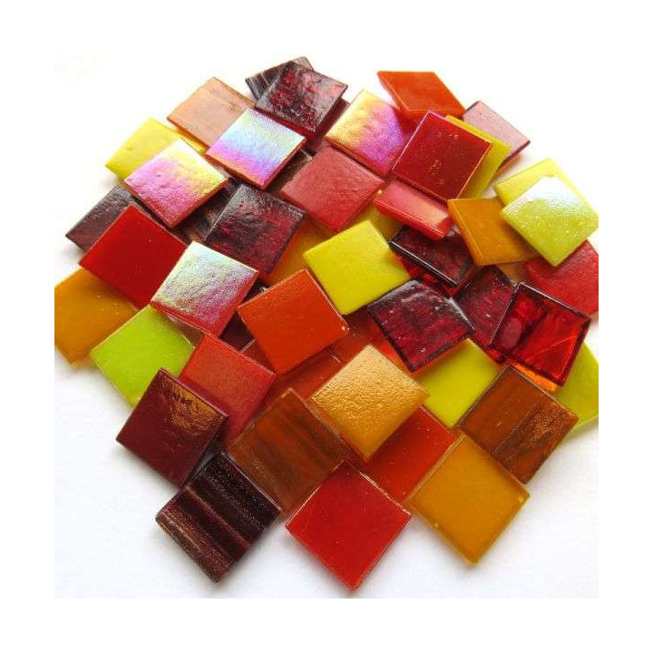 mix pâte de verre rouge, orange, jaune