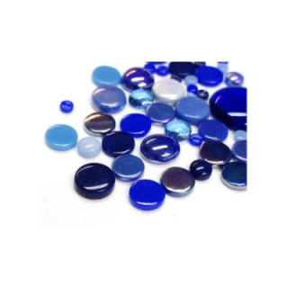 Mix de pastilles de verre bleu