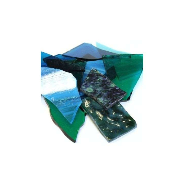 Chutes de verre coloré bleu/vert